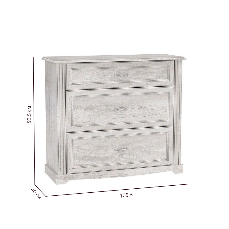 Комод 32.12 Сохо бетон пайн белый/профиль бетон пайн белый патина/ДВПО белый